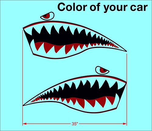 Pair Warhawk Sticker Decal Vinyl Flying Tiger Shark Teeth Jet Bite War Hawk